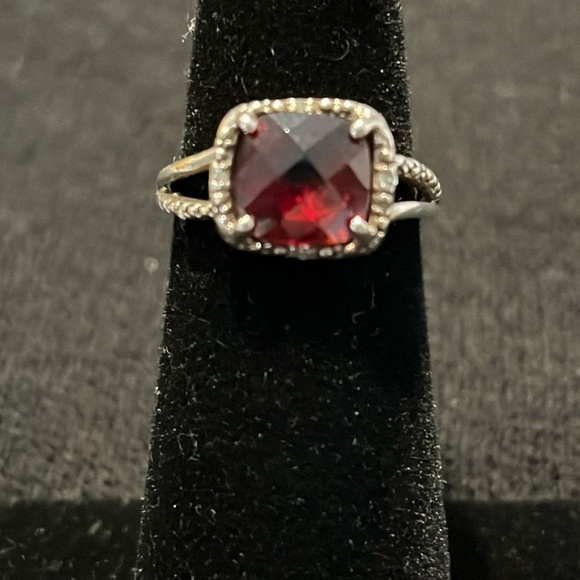 Jewelry - Sterling Gemstone Ring w/Diamond Chips-4.5